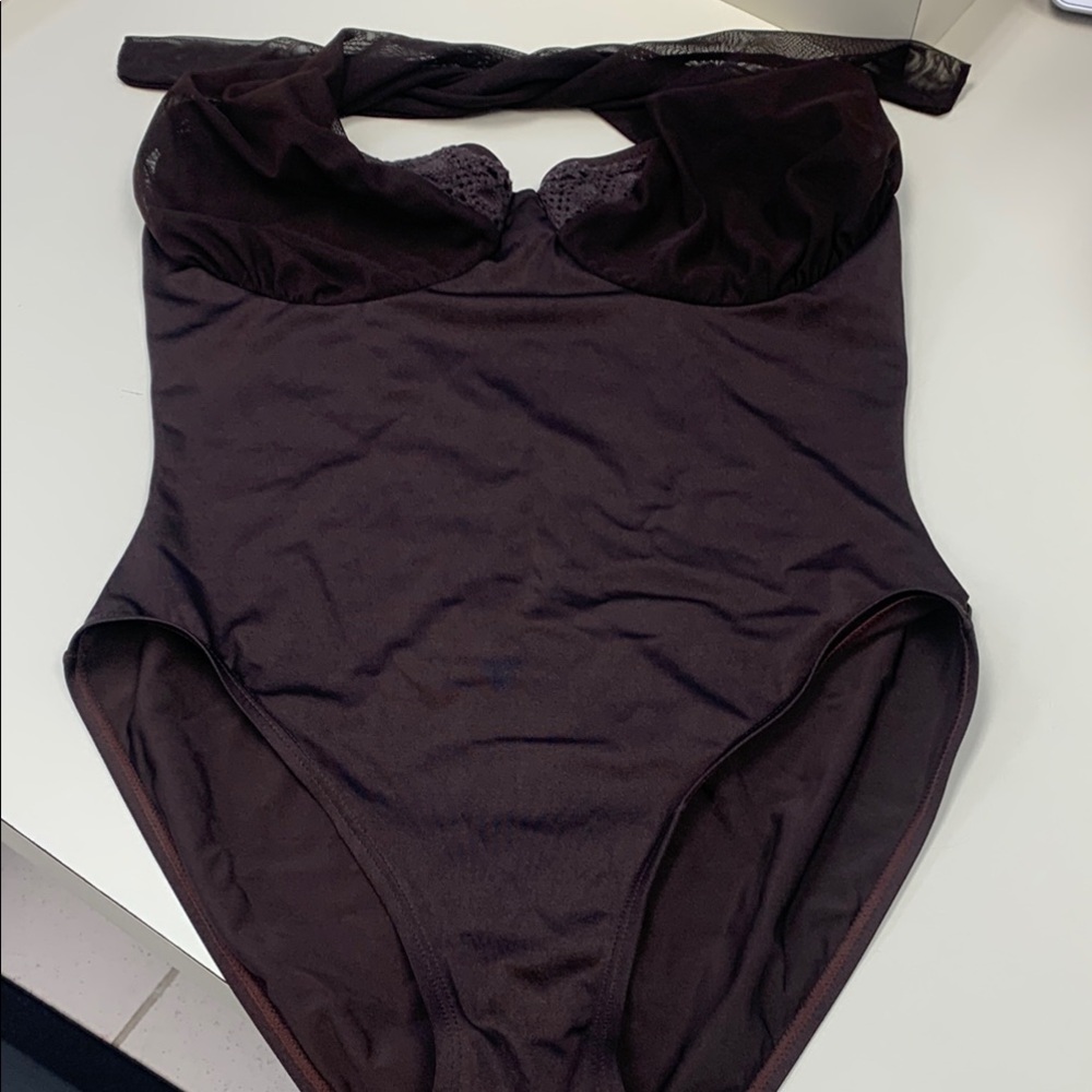Elegant Brown Halter Swimsuit